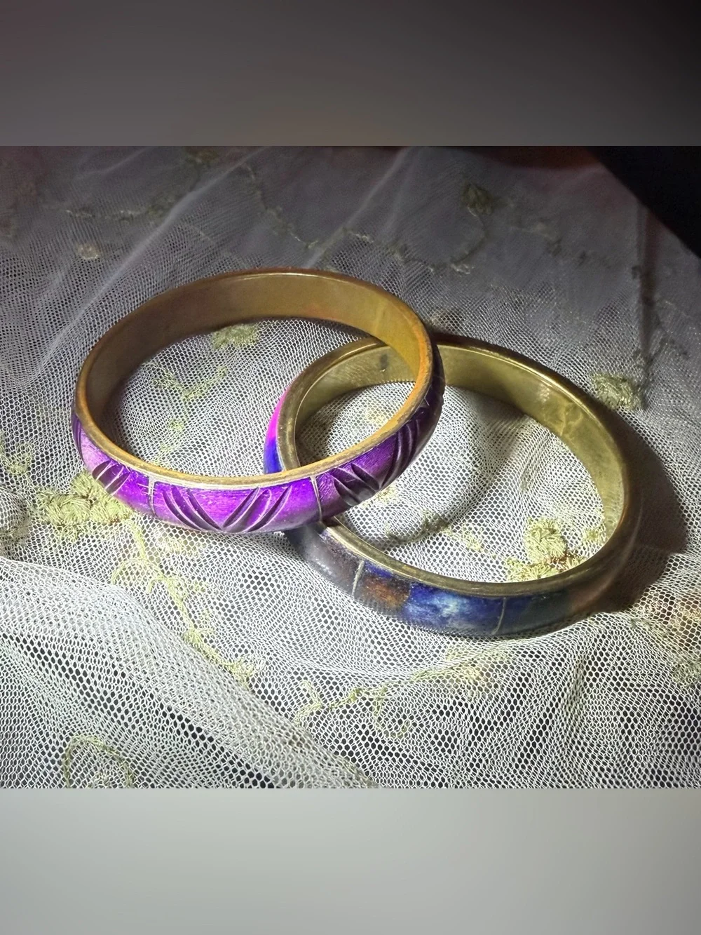 Set of Purple/Multi Color Carved Men's Bangle Bracelet- Bold Statement Accessori